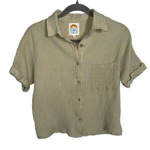 C&C California Women’s Double Gauze Cam[ Collared Short sleeve top size small